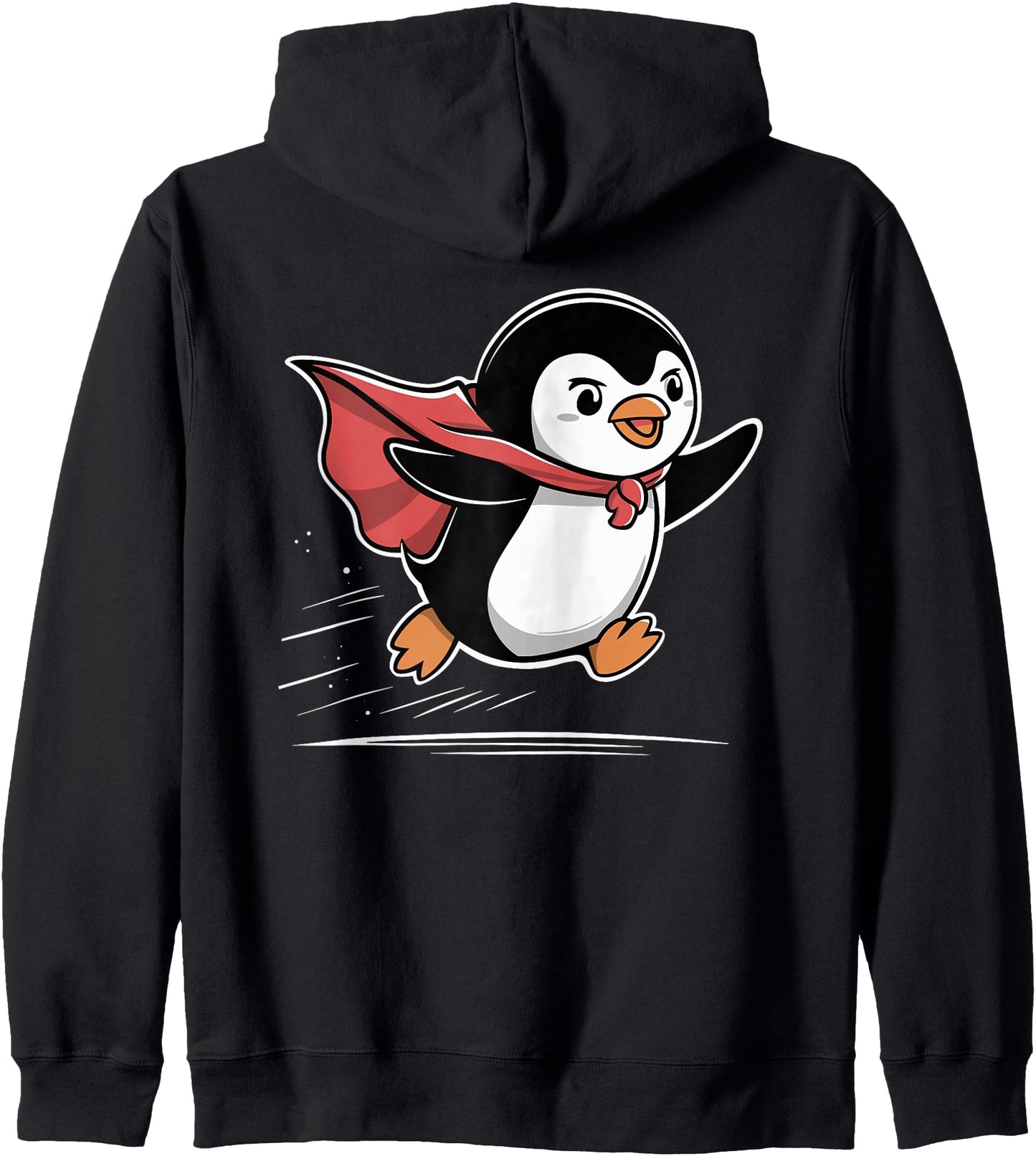 Adorable Superhero Penguin Flying With Red Cape Zip Hoodie