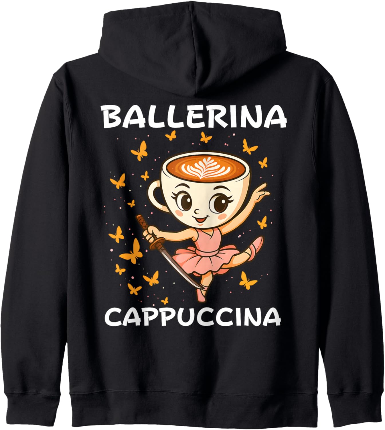 Ballerina Cappuccino Italian Brainrot Meme Samurai Kids Girl Zip Hoodie