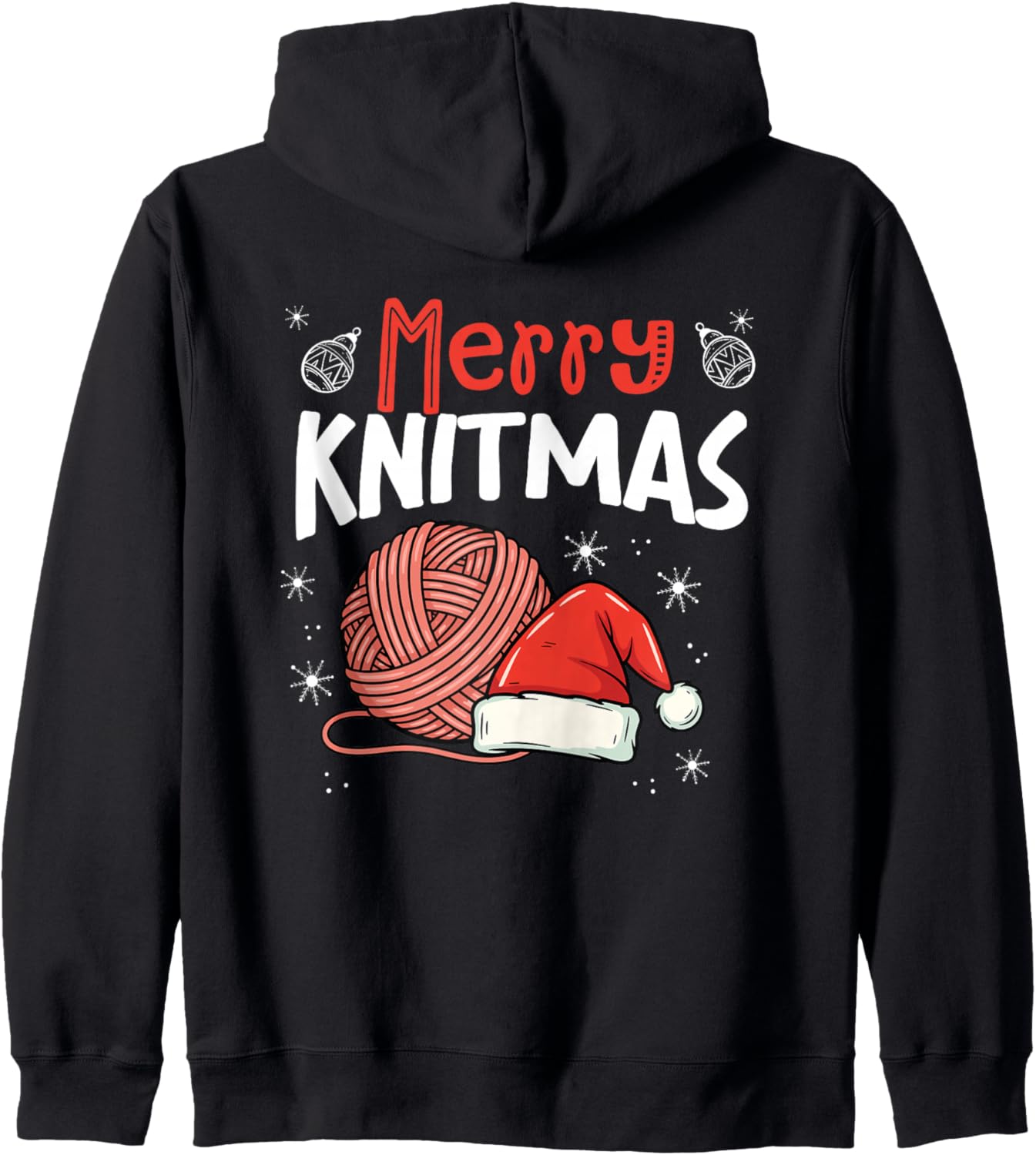 Merry Knitmas Funny Knitter Christmas Yarn Zip Hoodie
