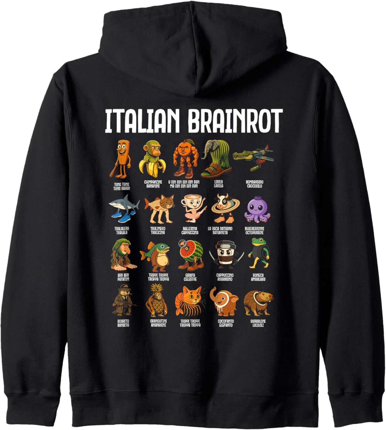 Italian Brainrot Italian Brainrot Funny Memes Boys Zip Hoodie