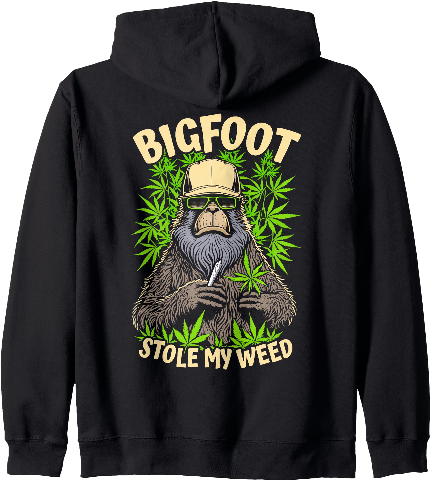 Bigfoot Stole My Weed Funny Sasquatch Stoner Cannabis Blunt Zip Hoodie