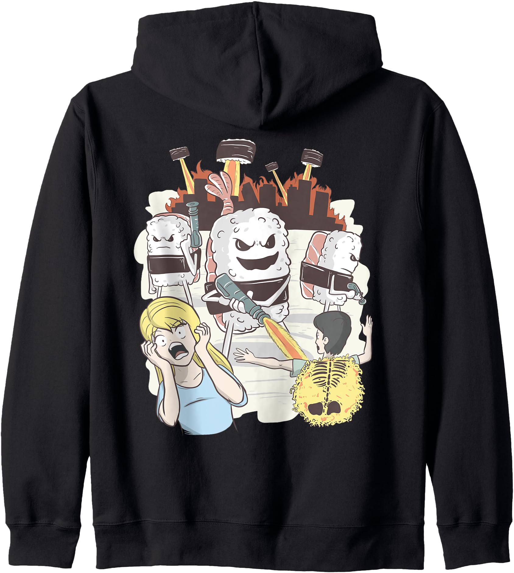 Alien Sushi & Nigiri Attack From Mars Vintage Japanese Zip Hoodie