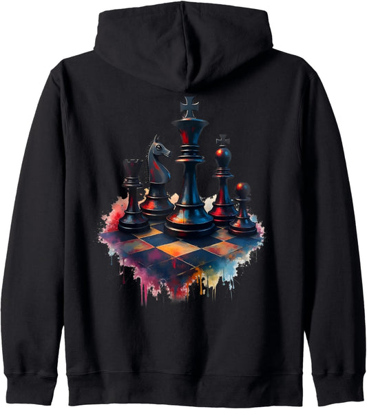 Chess Player King Queen Checkmate Fun Zip Hoodie