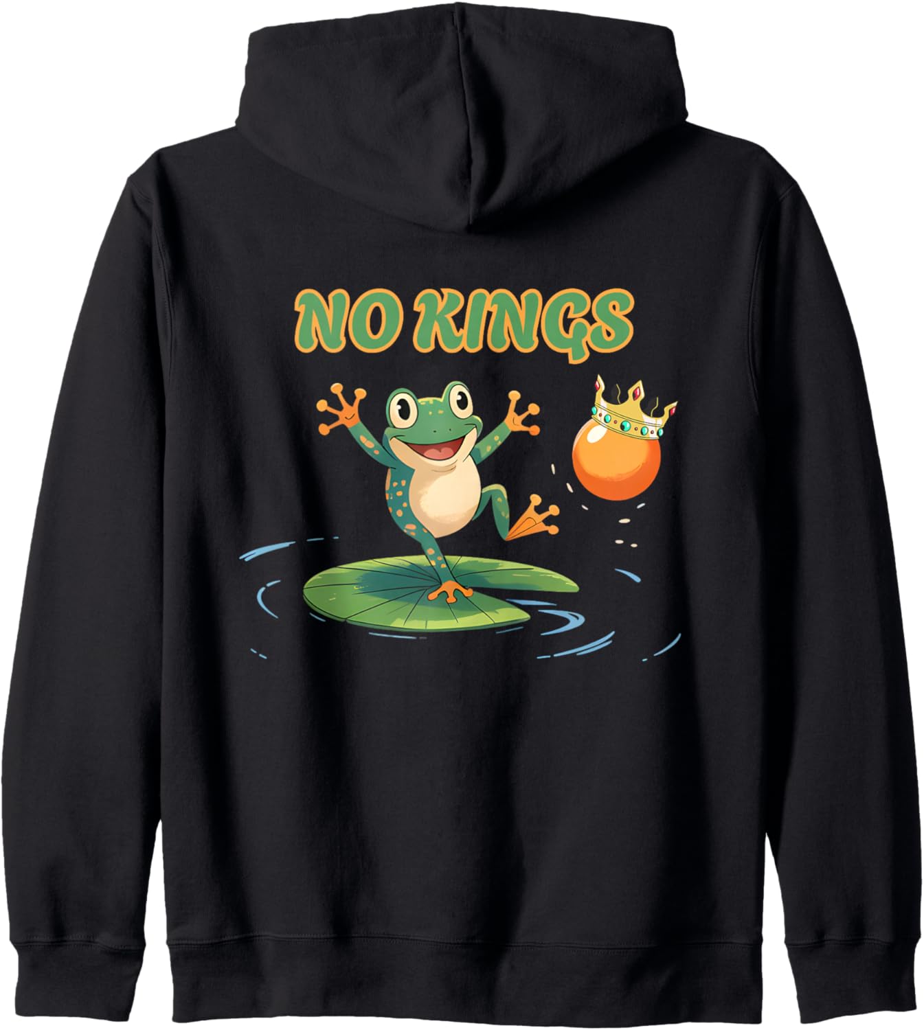 Funny No Kings Portland Frog Protest Zip Hoodie