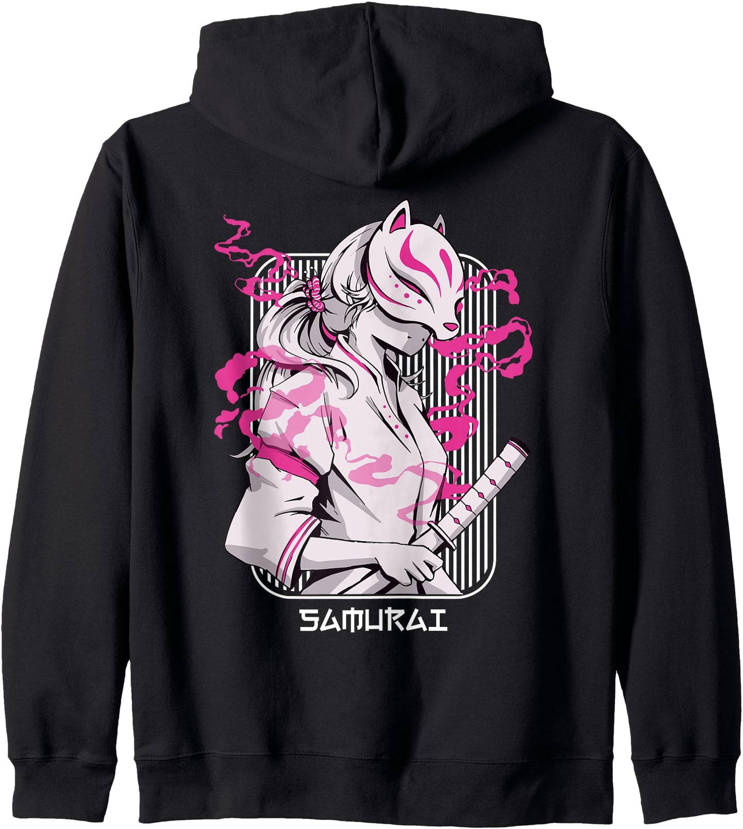 Samurai Girl Kitsune Mask Japanese Anime Aesthetic Hoodie
