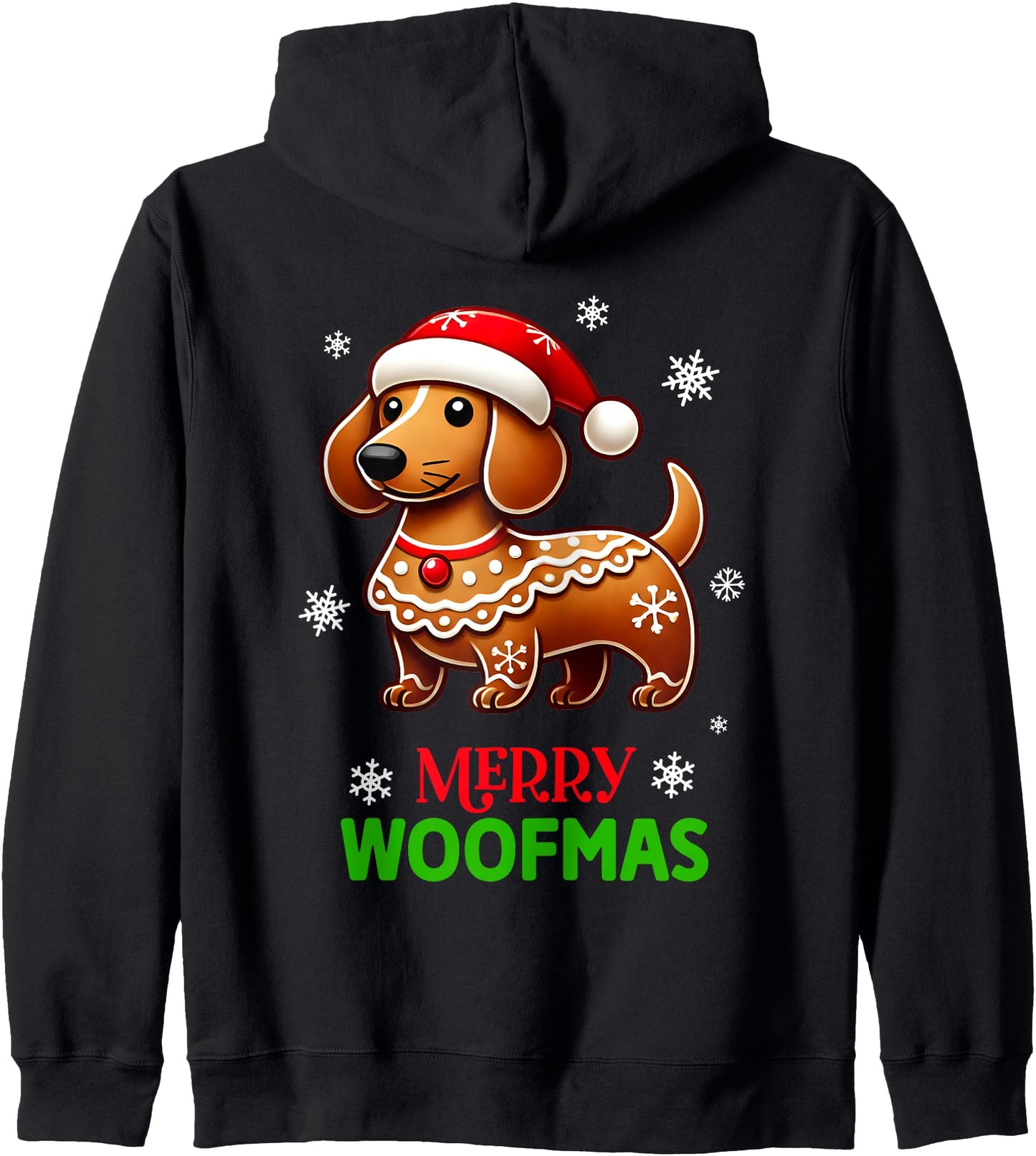 Gingerbread Weiner Dog Merry Woofmas Dachshund Christmas Zip Hoodie