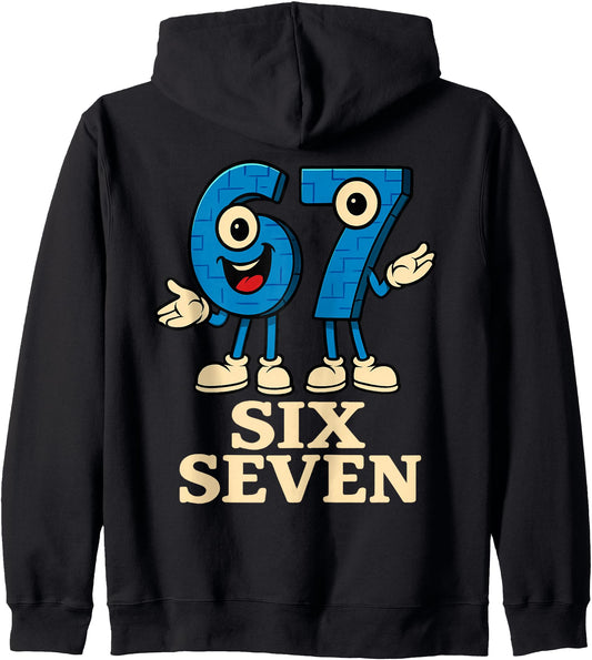 67 Six Seven 6-7 - Funny Italian Brainrot Gaming Meme Zip Hoodie