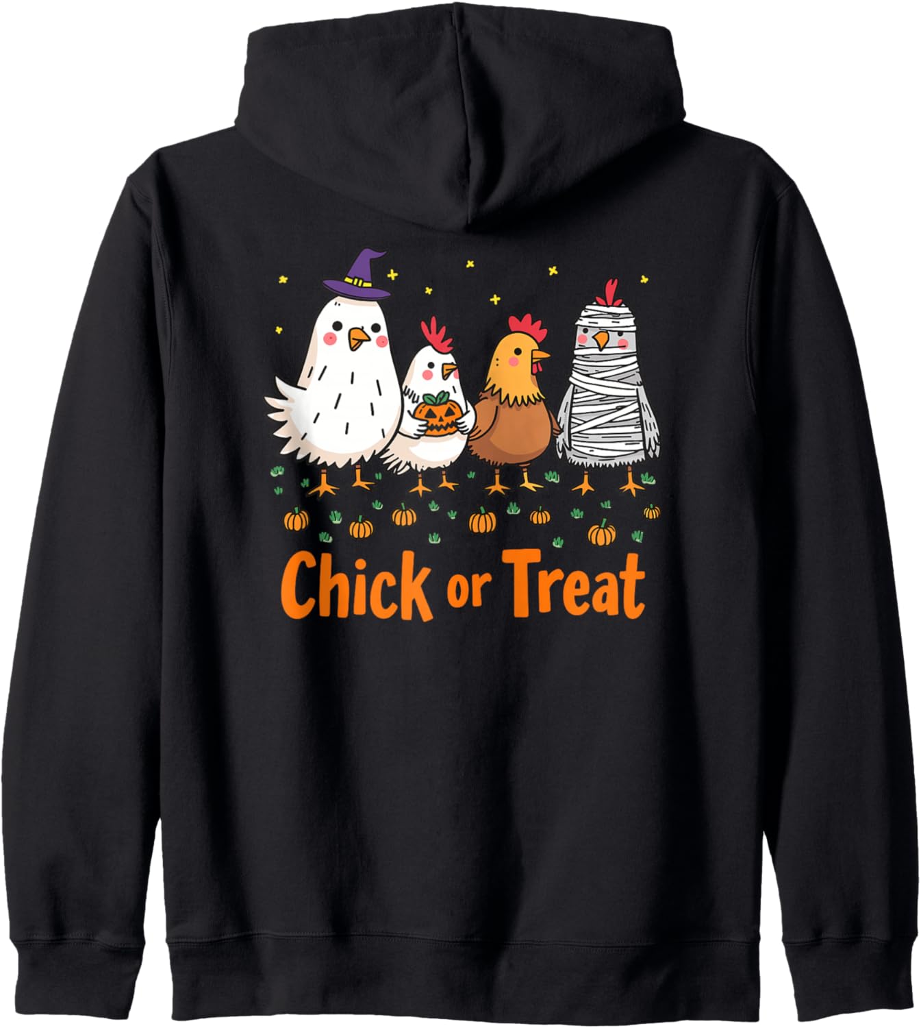 Chick or Treat Funny Chicken Halloween Pun Design Zip Hoodie