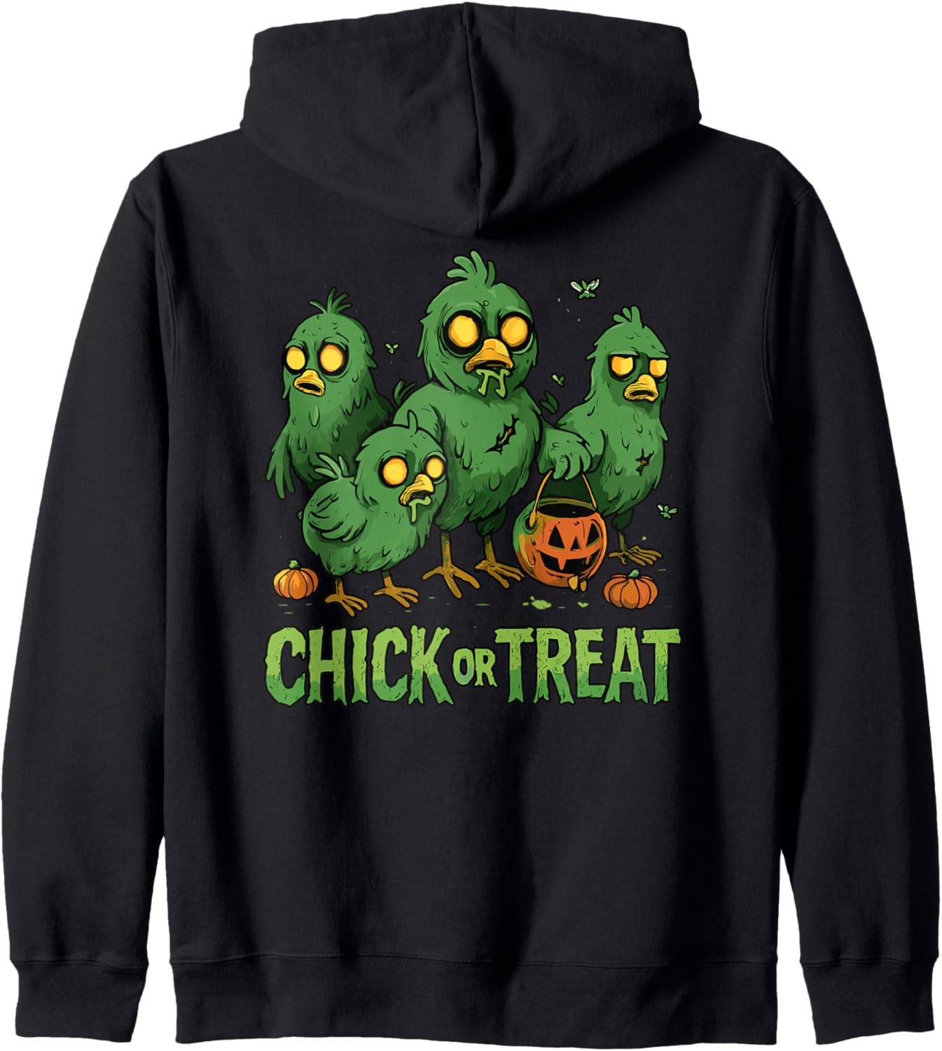 Chick or Treat Zombie Chicken Halloween Zip Hoodie