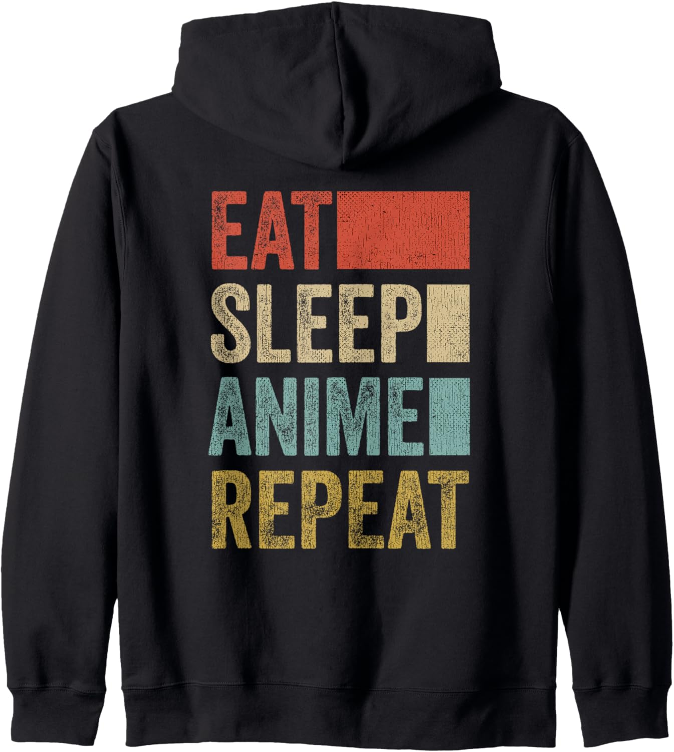 Vintage Retro Eat Sleep Anime Repeat Outfit Anime Zip Hoodie