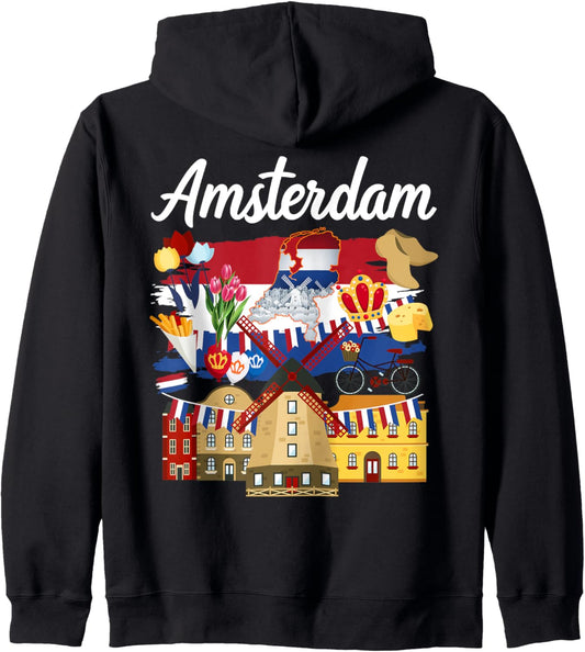 Amsterdam Outfit Idea For Kids & Holland Netherlands Flag Zip Hoodie