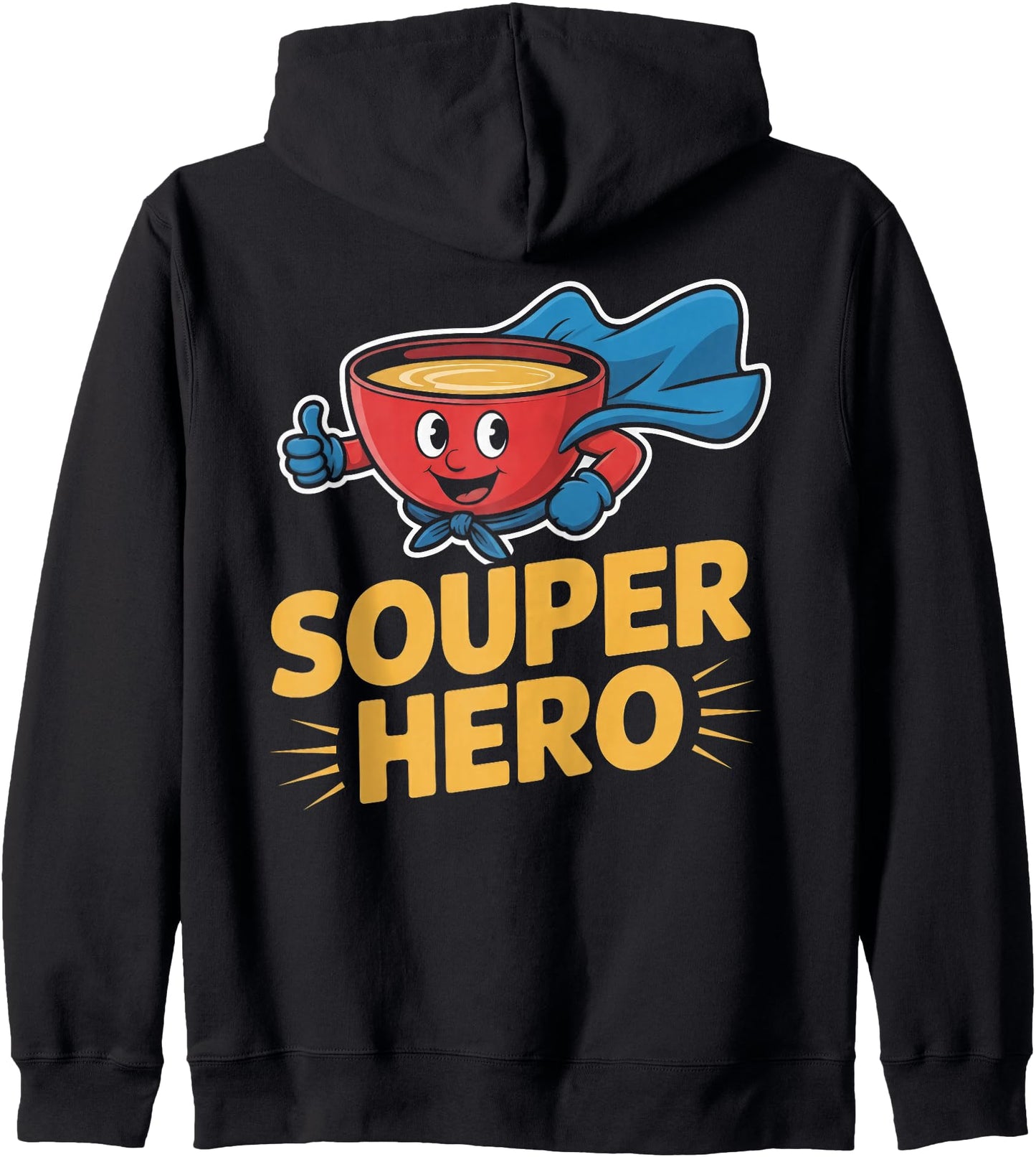 Souper Hero Funny Soup Bowl Cartoon Pun Zip Hoodie