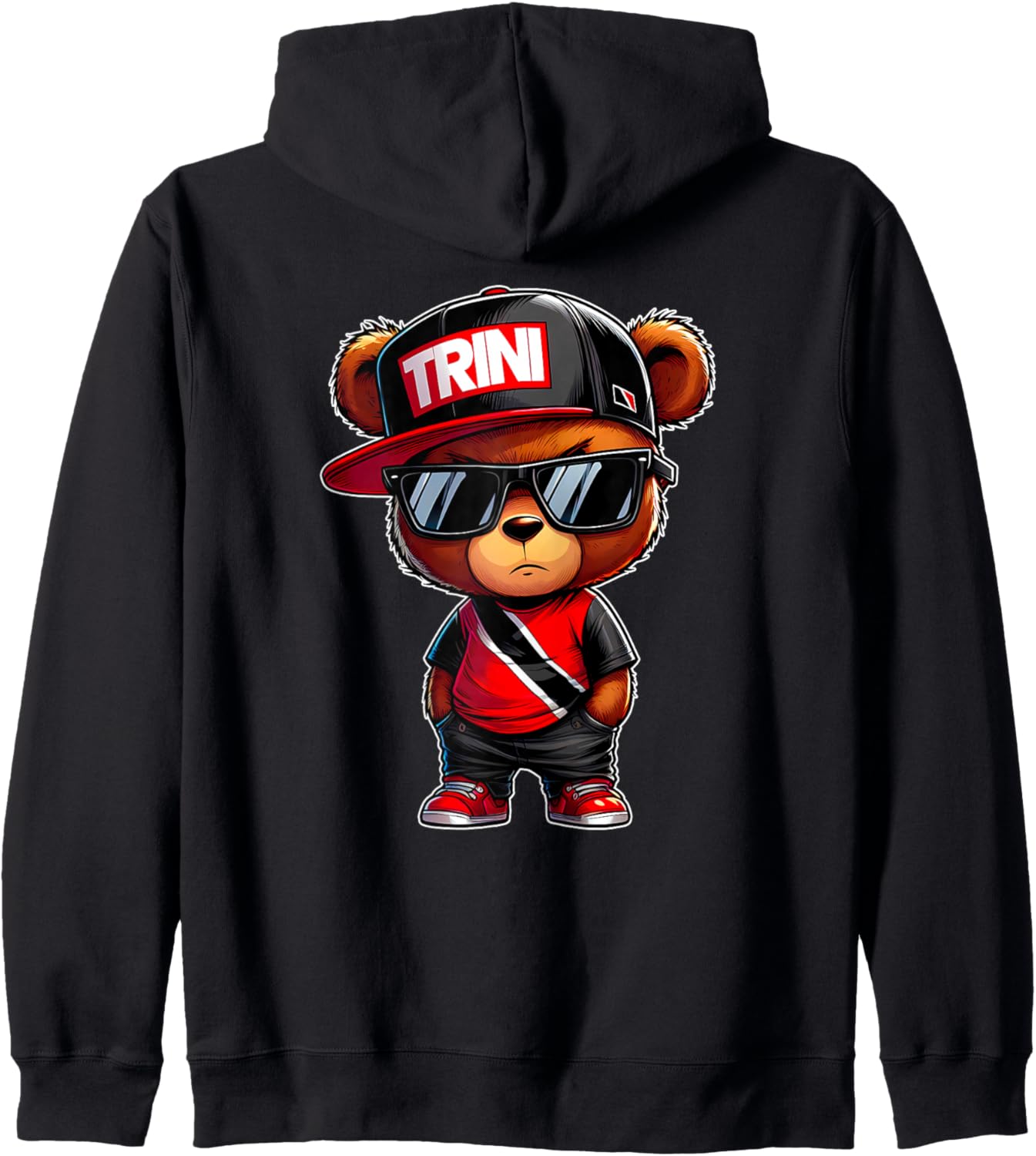 TRINI Teddy Bear Cute Trinidad Flag Trinidadian Carnival Art Zip Hoodie