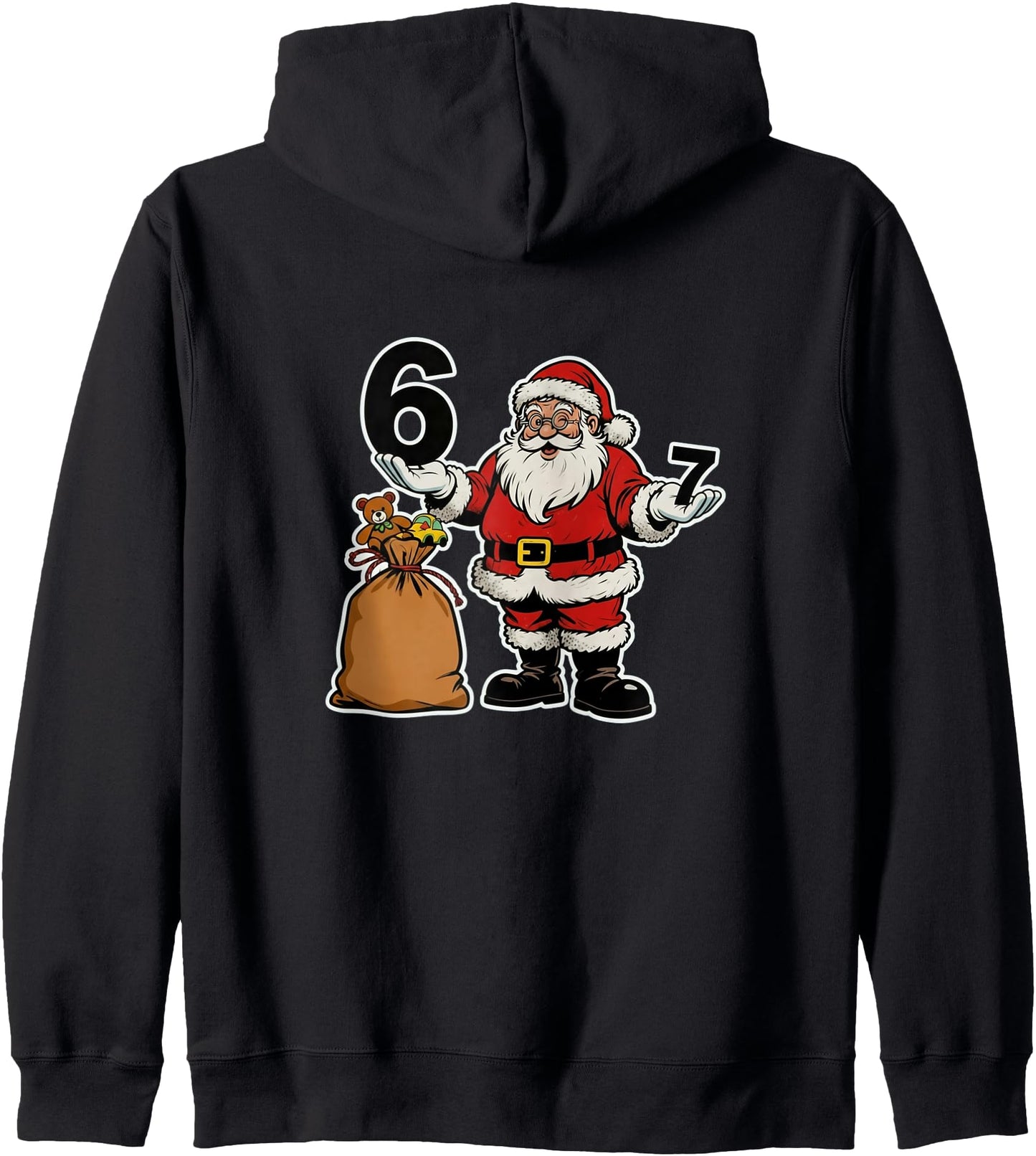 67 Christmas Funny Six Seven Meme Brainrot Santa Claus 6-7 Zip Hoodie