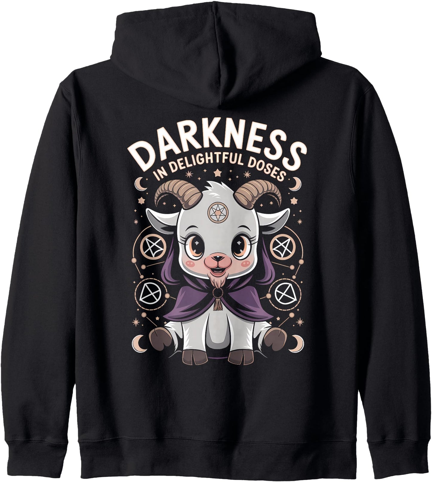 Satanic Kawaii Baby Goat Baphomet Goth Occult Vaporwave 666 Zip Hoodie