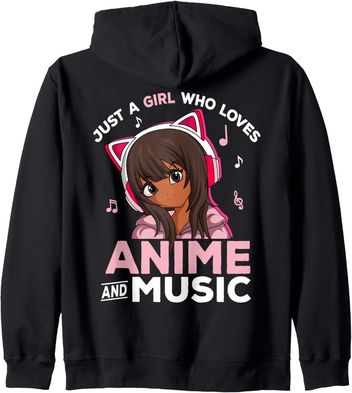 Just A Girl Who Loves Anime and Music Black Girl Anime Merch Hoodie