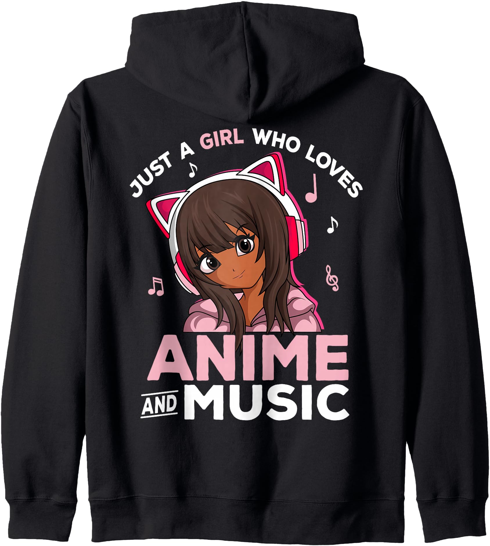 Just A Girl Who Loves Anime and Music Black Girl Anime Merch Hoodie
