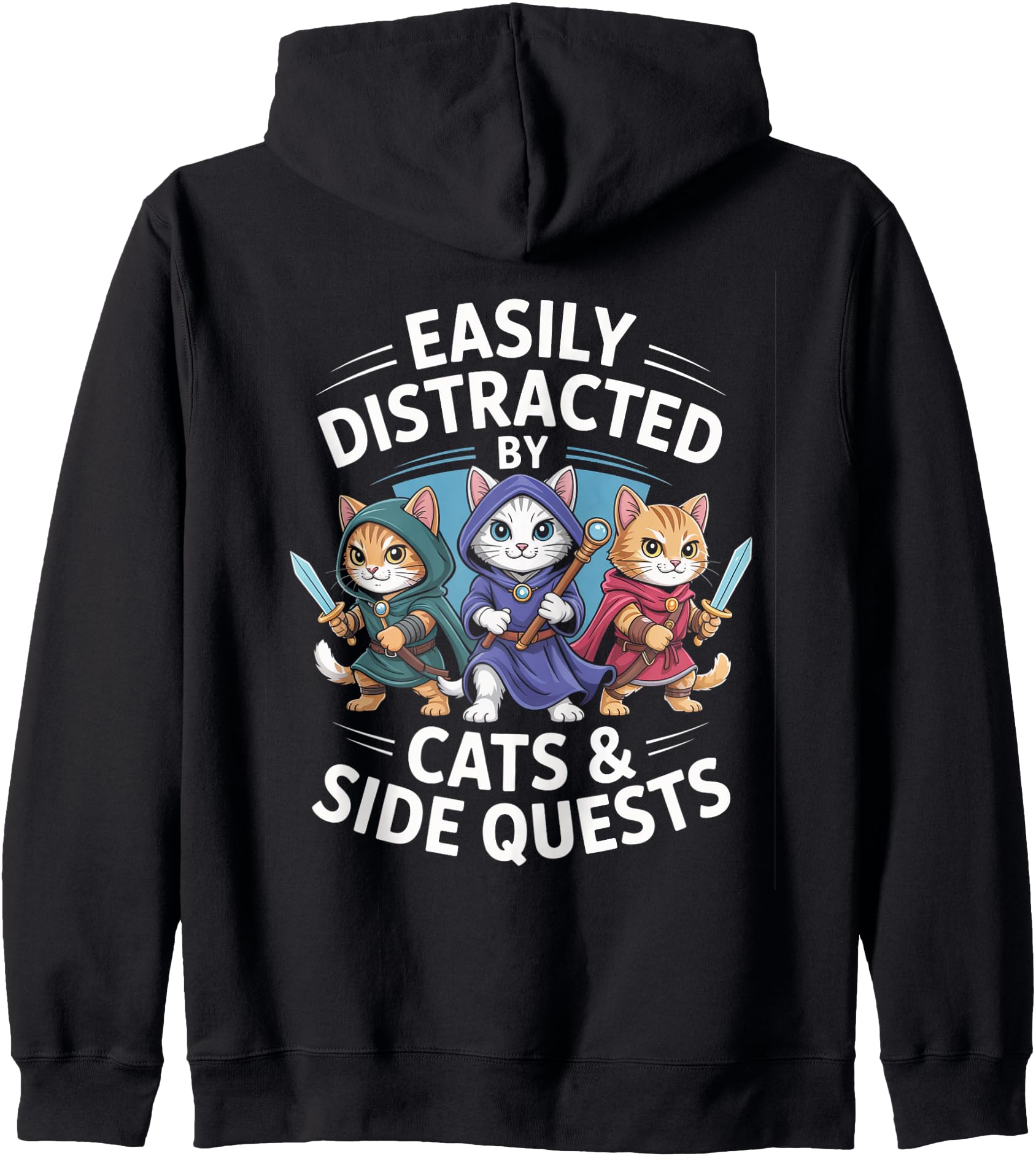 Cats Side Quest Distracted Tabletop Funny Men Women Dad Zip Hoodie