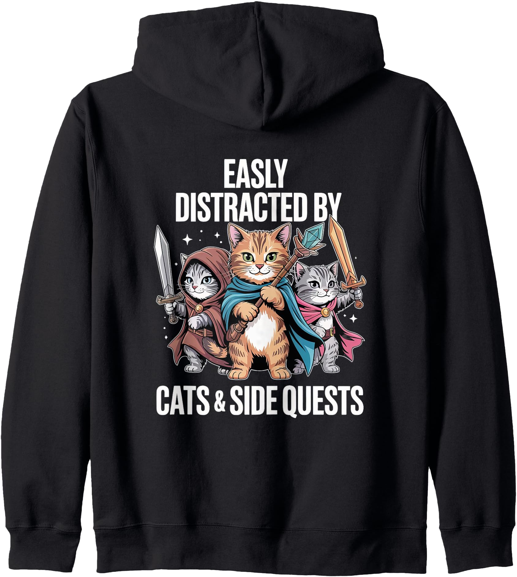 Cats Side Quest Distracted Tabletop Funny Men Women Dad Zip Hoodie