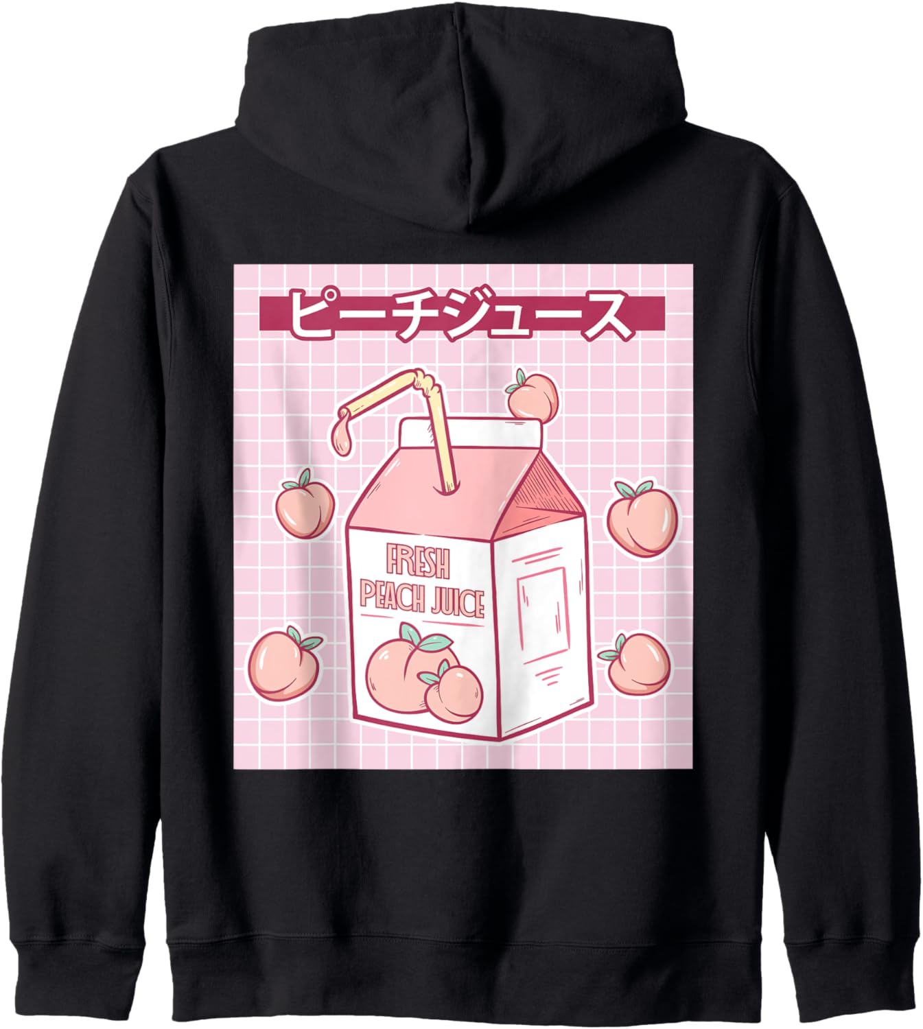 90s Japanese Aesthetic Retro Kawaii Peach Juice Otaku Anime Zip Hoodie