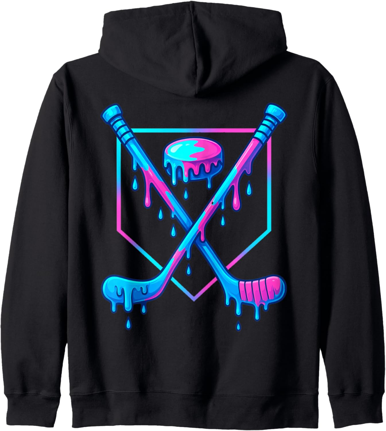 Ice hockey Drip For Boys Drippy Design Youth Girls Hockey Zip Hoodie