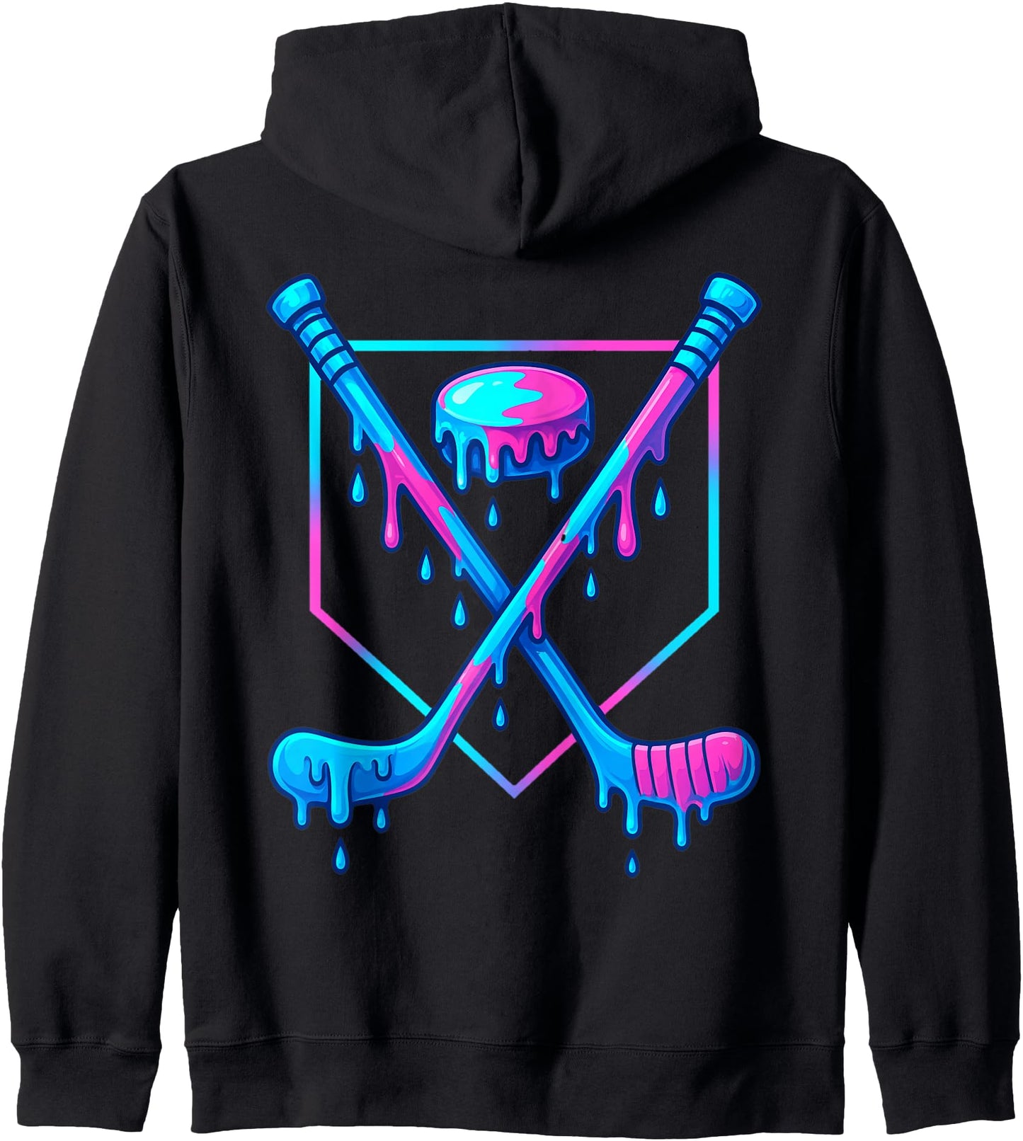 Ice hockey Drip For Boys Drippy Design Youth Girls Hockey Zip Hoodie