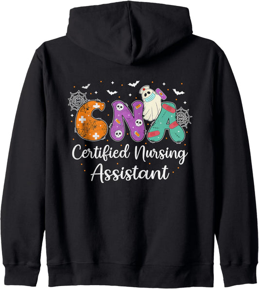 Certified Nursing Assistant CNA Nurse Life Halloween Nursing Zip Hoodie