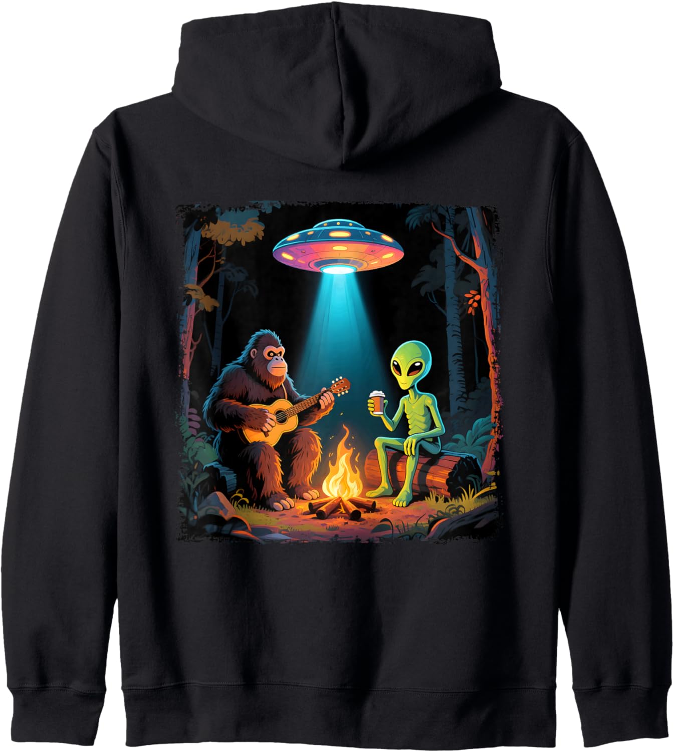 Bigfoot and Alien Zip Hoodie