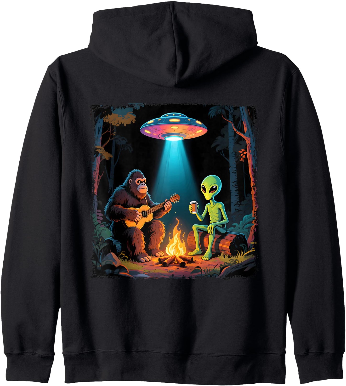 Bigfoot and Alien Zip Hoodie