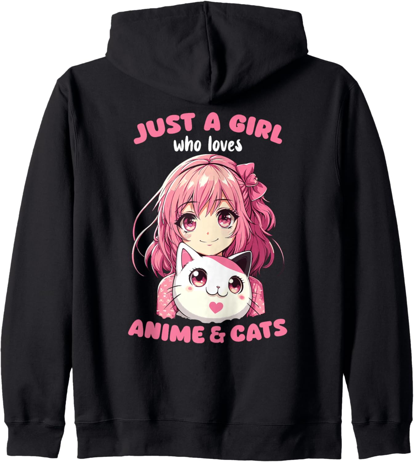 Anime Girl Kawaii Cat Anime Lover Zip Hoodie