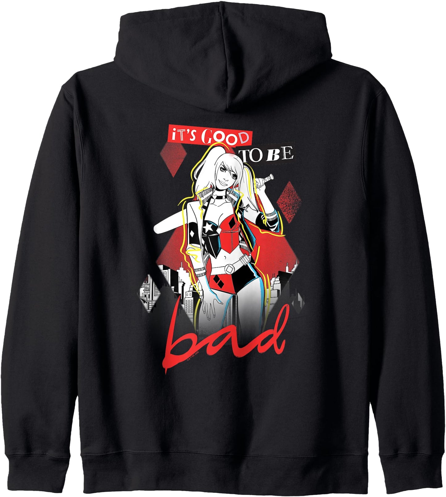 Harley Quinn Good to be Bad Black Zip Hoodie