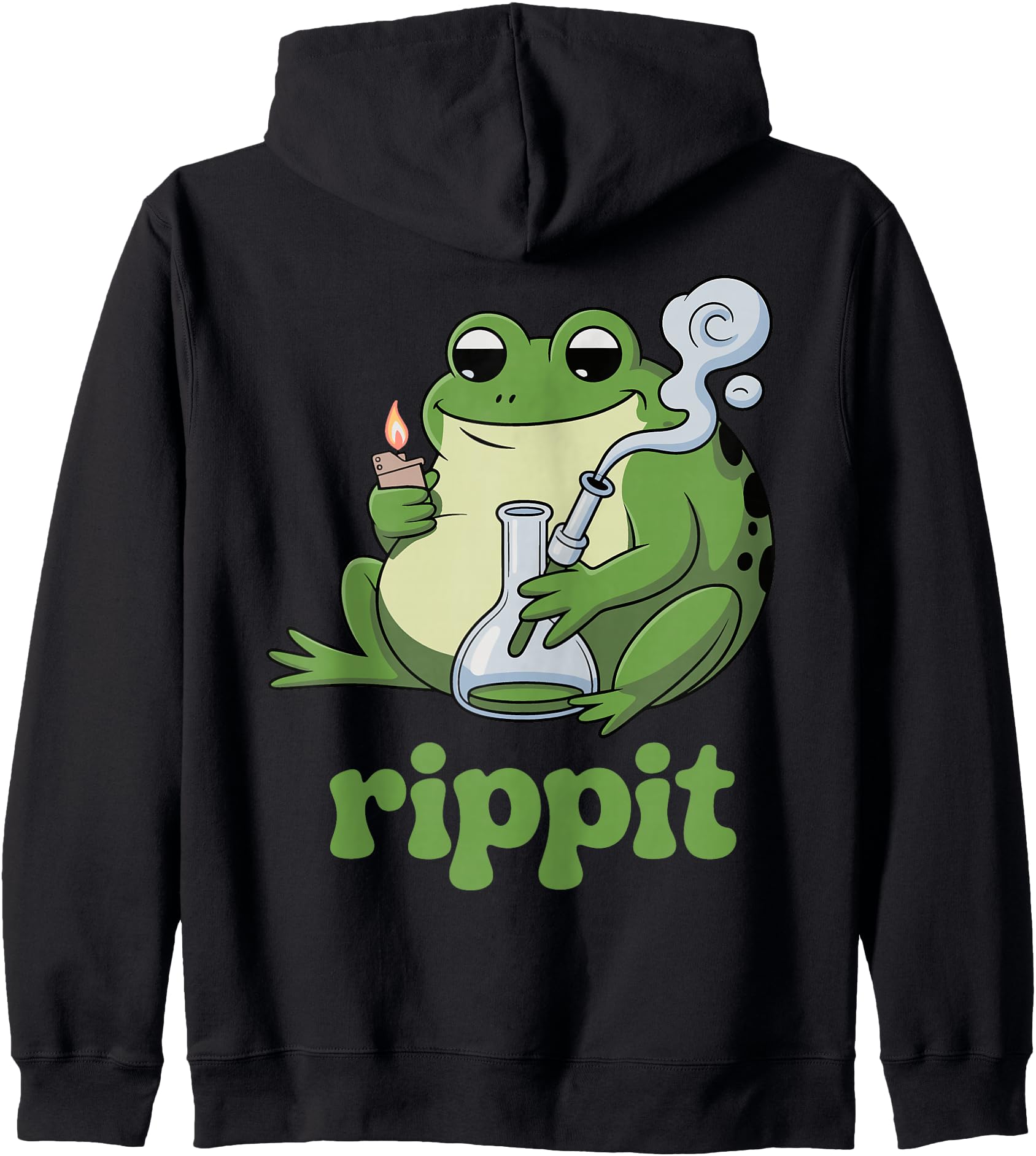 Rippit Stoner Frog Bong Funny Weed Lover Cannabis 420 Zip Hoodie