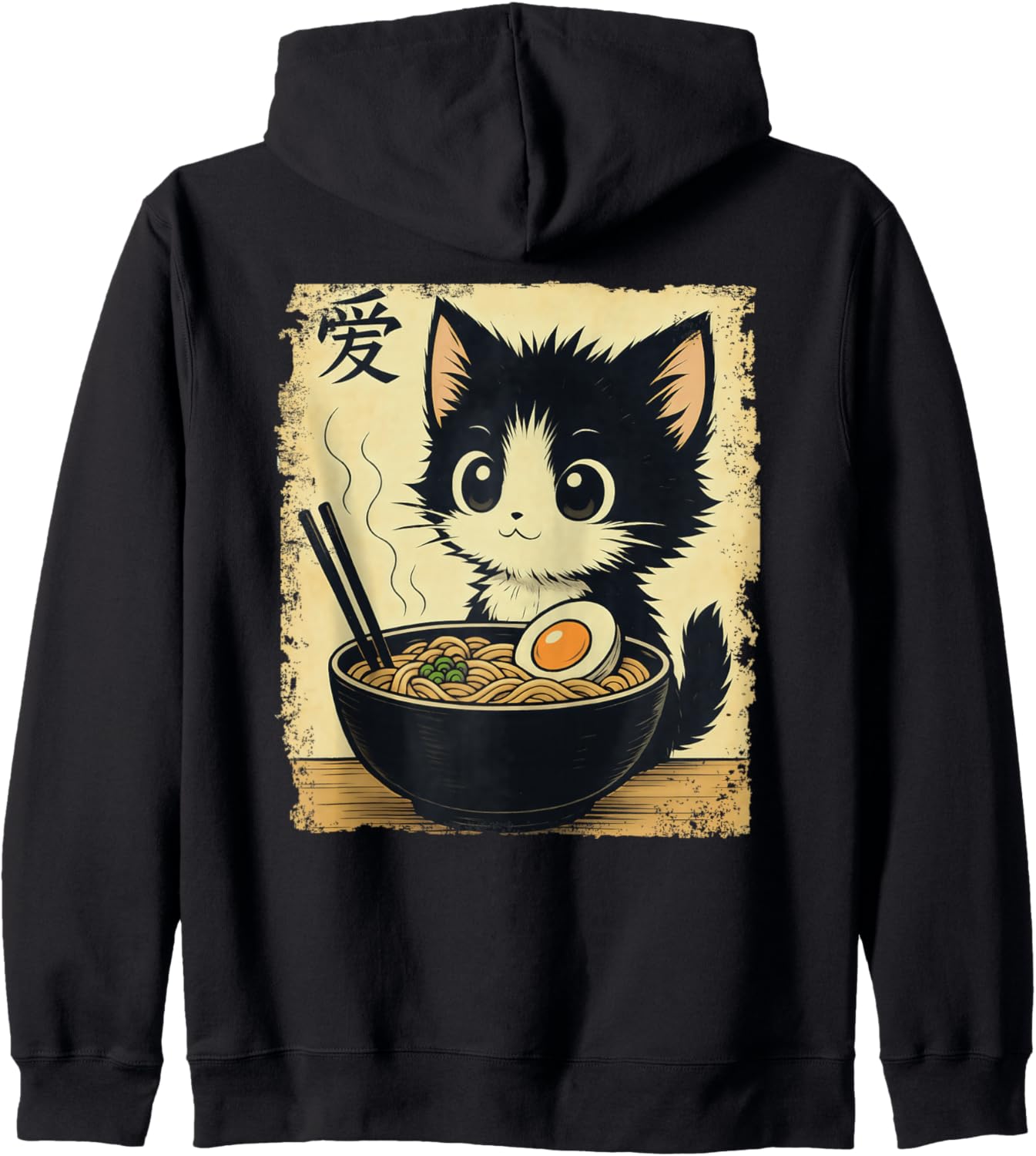Funny Kitten Ramen Graphic Japanese Kawaii Anime Cat Hoodie