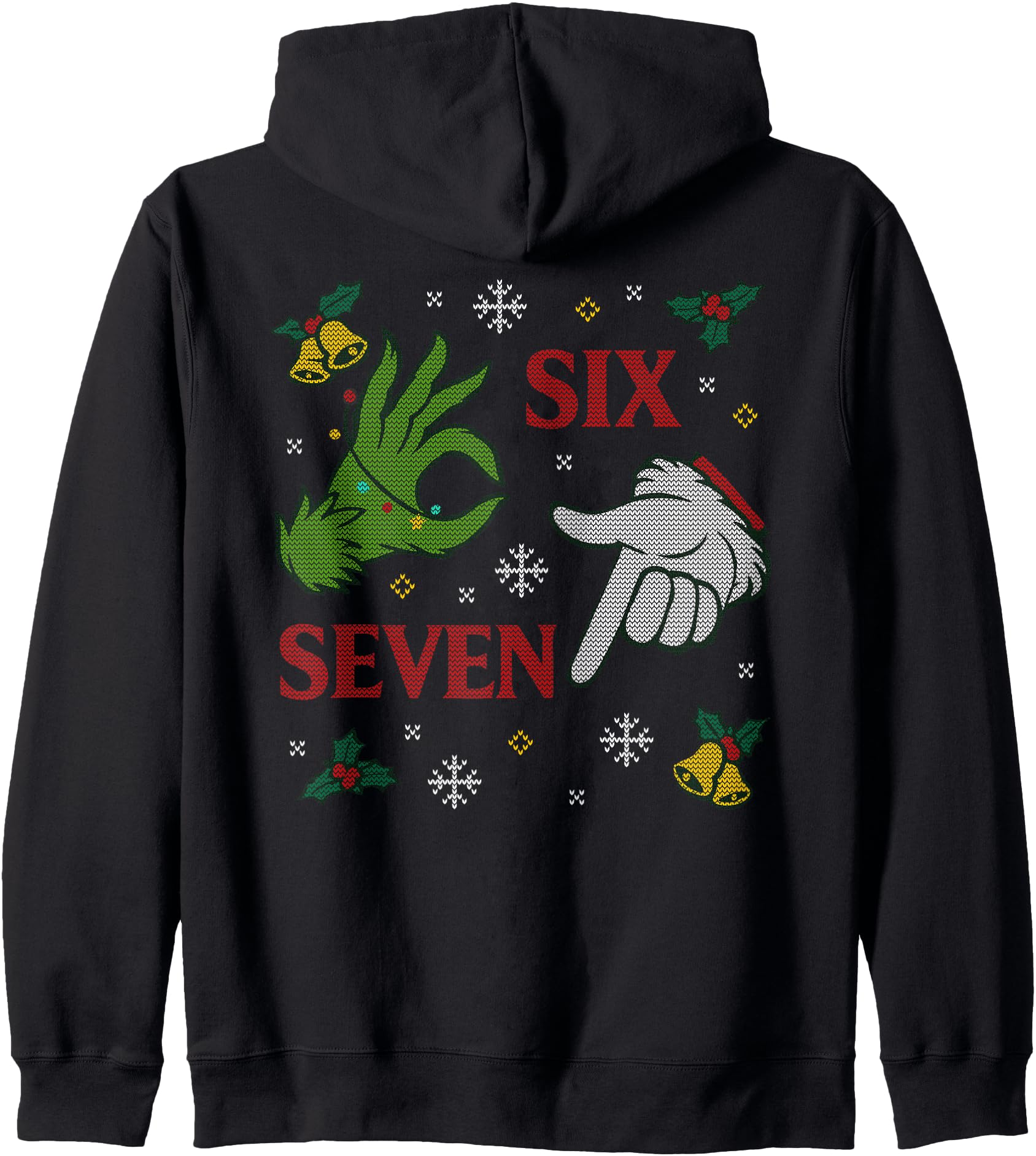 67 Meme Santa Hands Christmas Ugly Sweater Xmas Celebration Zip Hoodie
