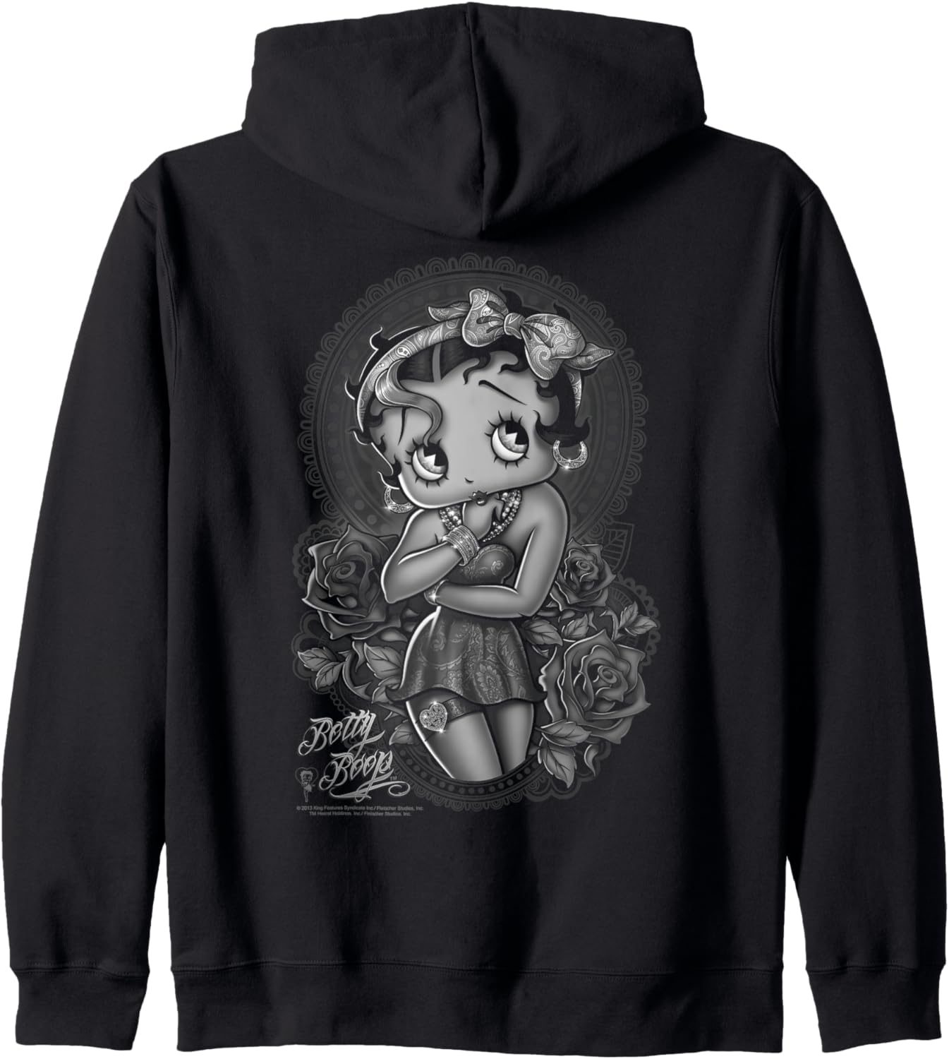 Betty Boop Fashion Roses Zip Hoodie