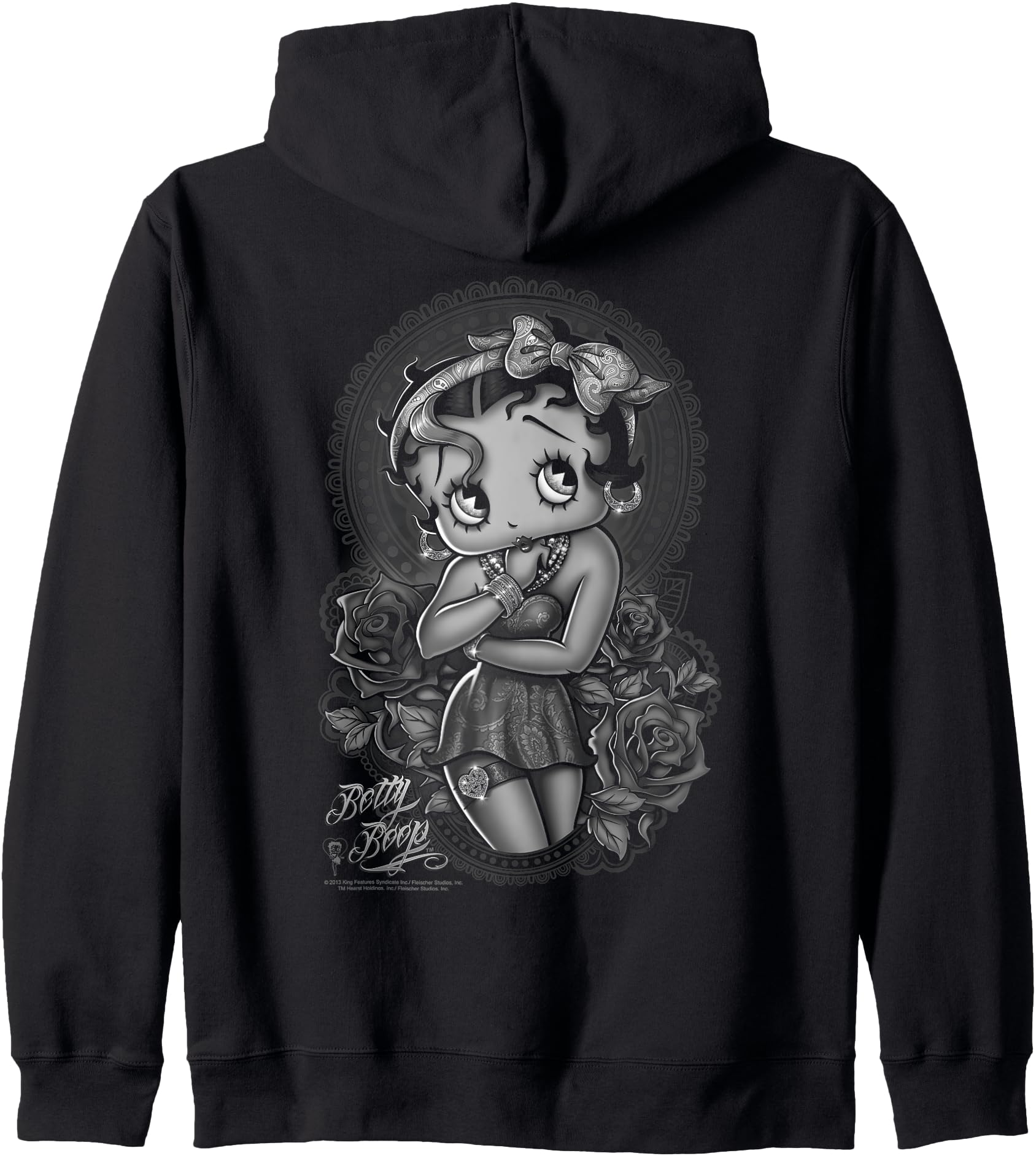 Betty Boop Fashion Roses Zip Hoodie
