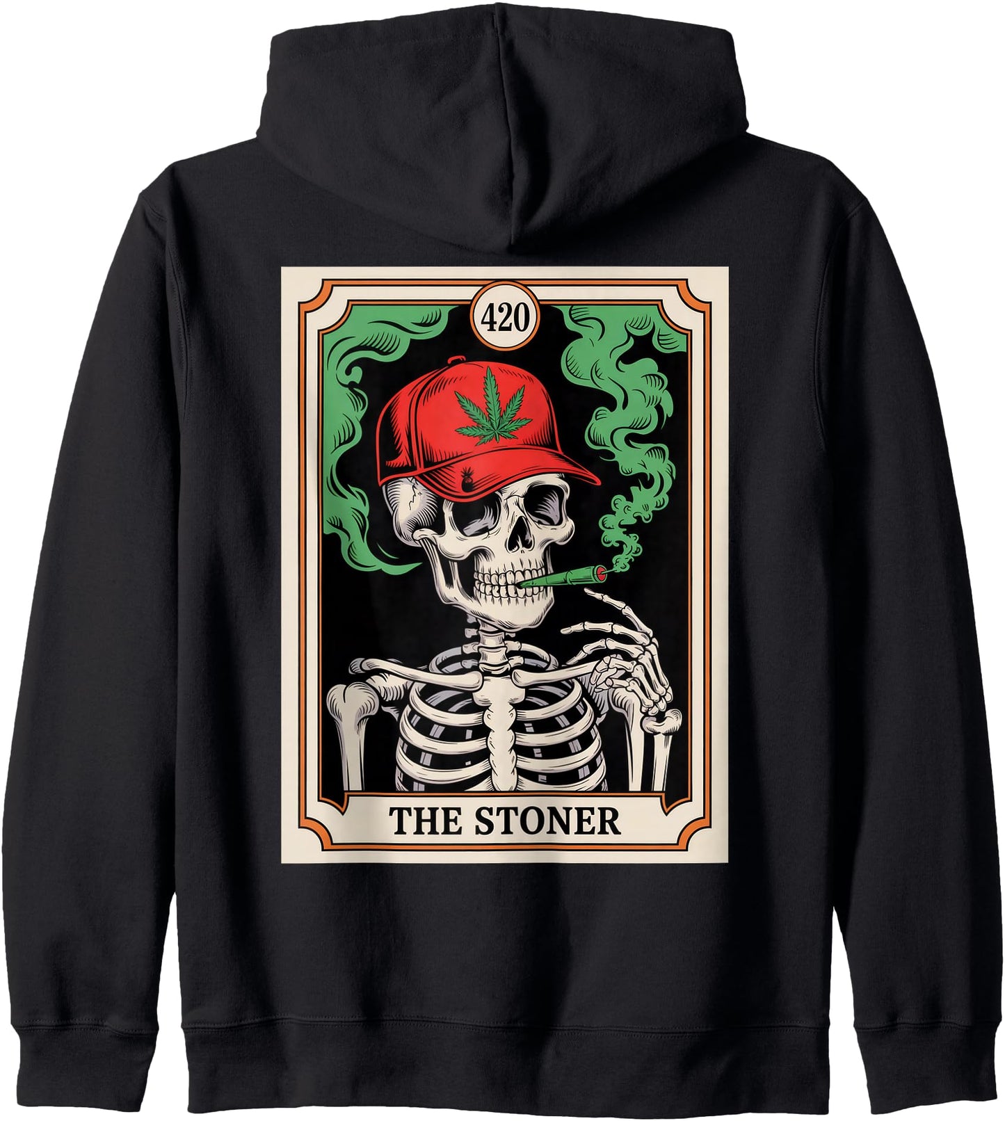 Tarot Card The Stoner Weed Lover Skeleton Cannabis 420 Zip Hoodie