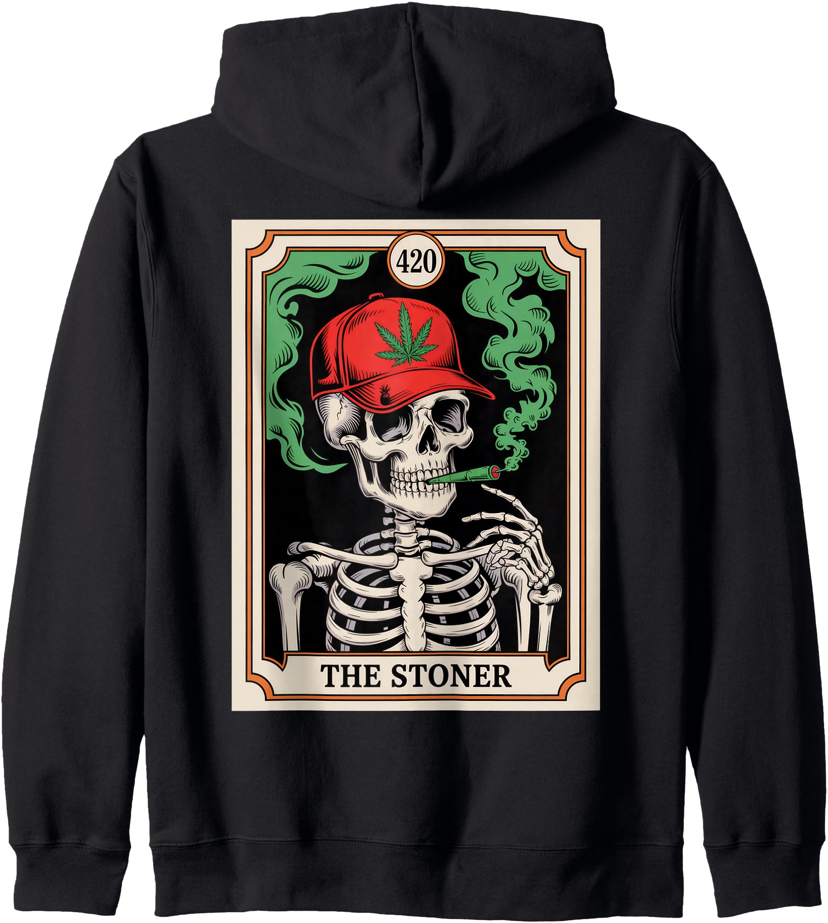 Tarot Card The Stoner Weed Lover Skeleton Cannabis 420 Zip Hoodie