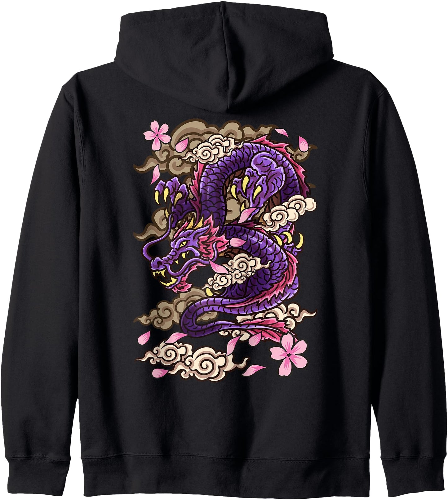 Japanese Aesthetic Dragon Tattoo Cherry Blossom (on back) Zip Hoodie