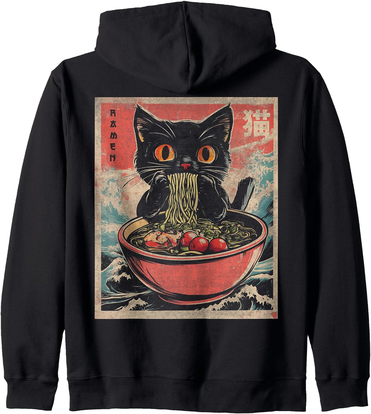 Cat Ramen Japanese Funny Kawaii Cat Graphic Mens Gifts Anime Zip Hoodie