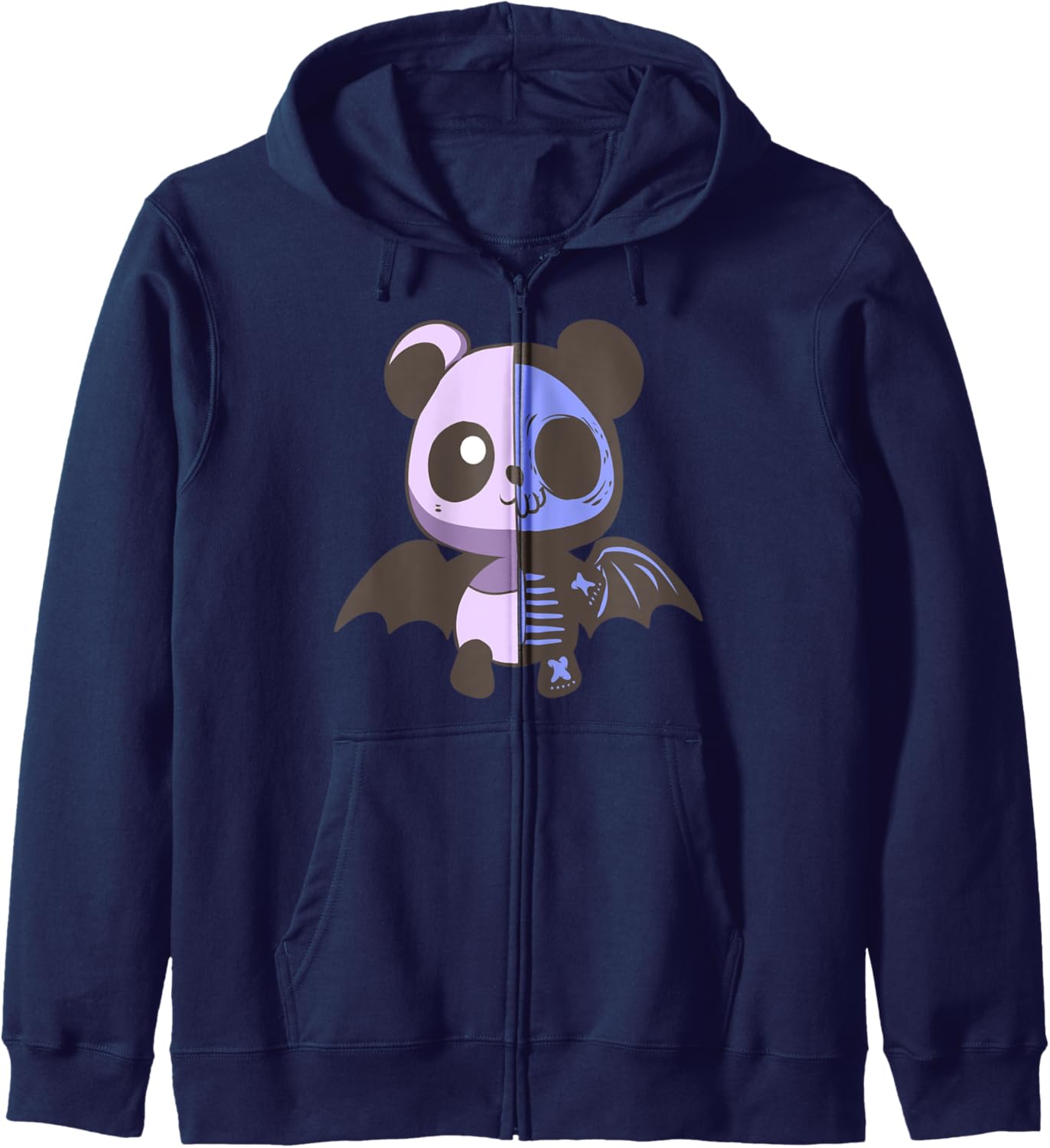 Panda Bat Skull Skeleton - Cute Pastel Goth Kawaii Anime Zip Hoodie