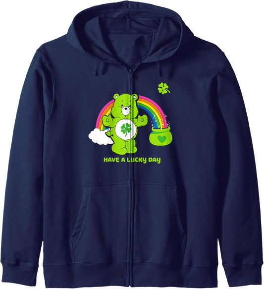 Care Bears Have a Lucky Day St. Patrick's Rainbow Cartoon Zip Hoodie