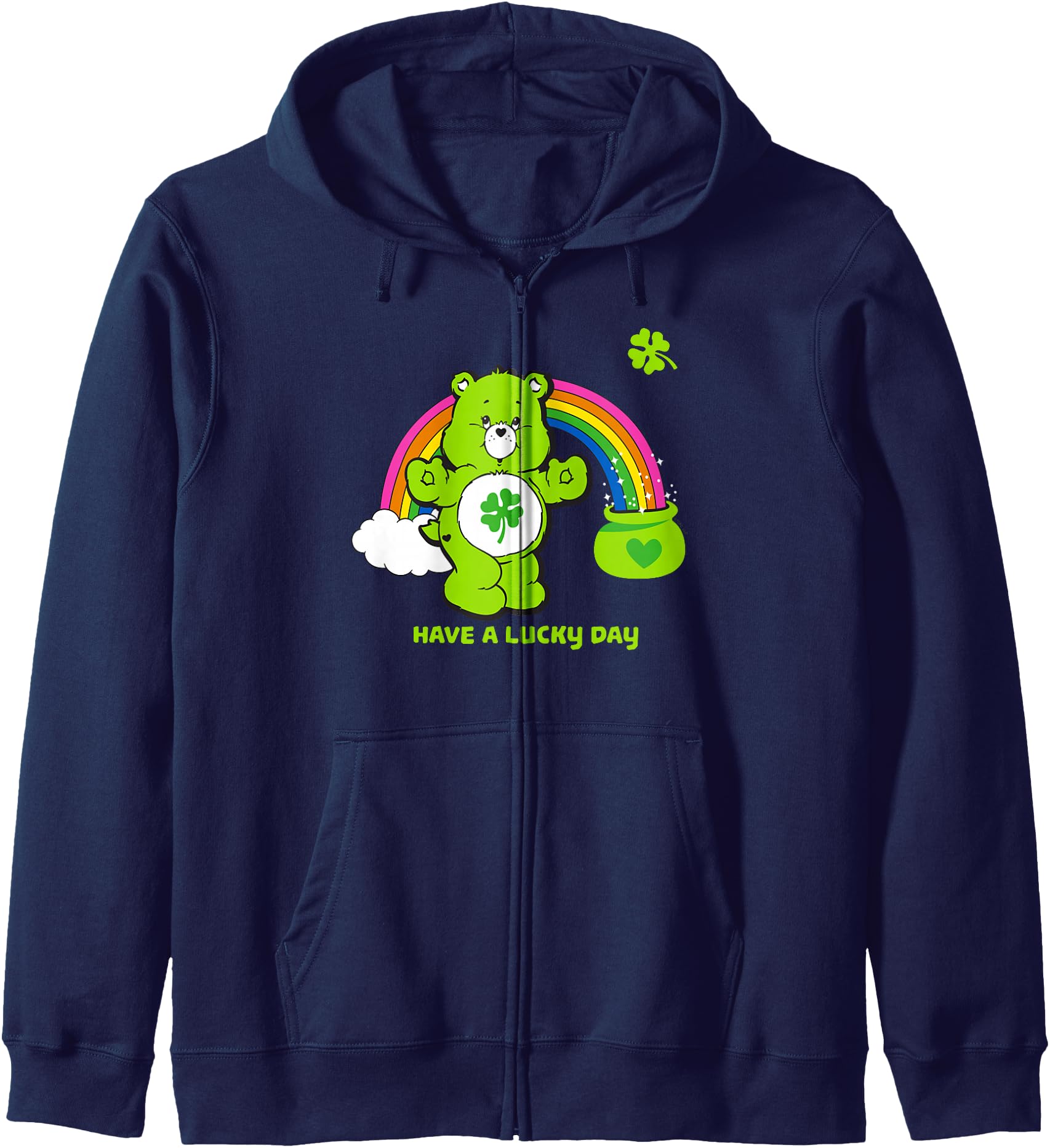 Care Bears Have a Lucky Day St. Patrick's Rainbow Cartoon Zip Hoodie