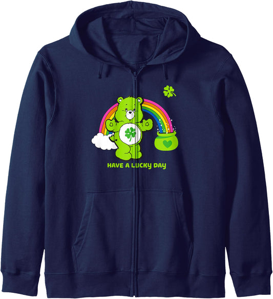 Care Bears Have a Lucky Day St. Patrick's Rainbow Cartoon Zip Hoodie