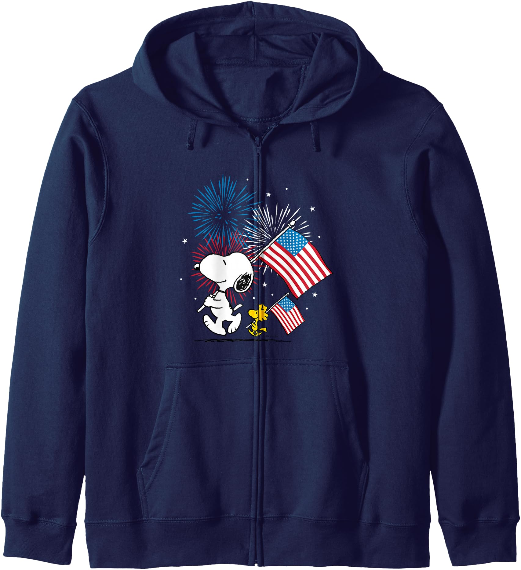 Peanuts - Snoopy & Woodstock American Flags & Fireworks Zip Hoodie