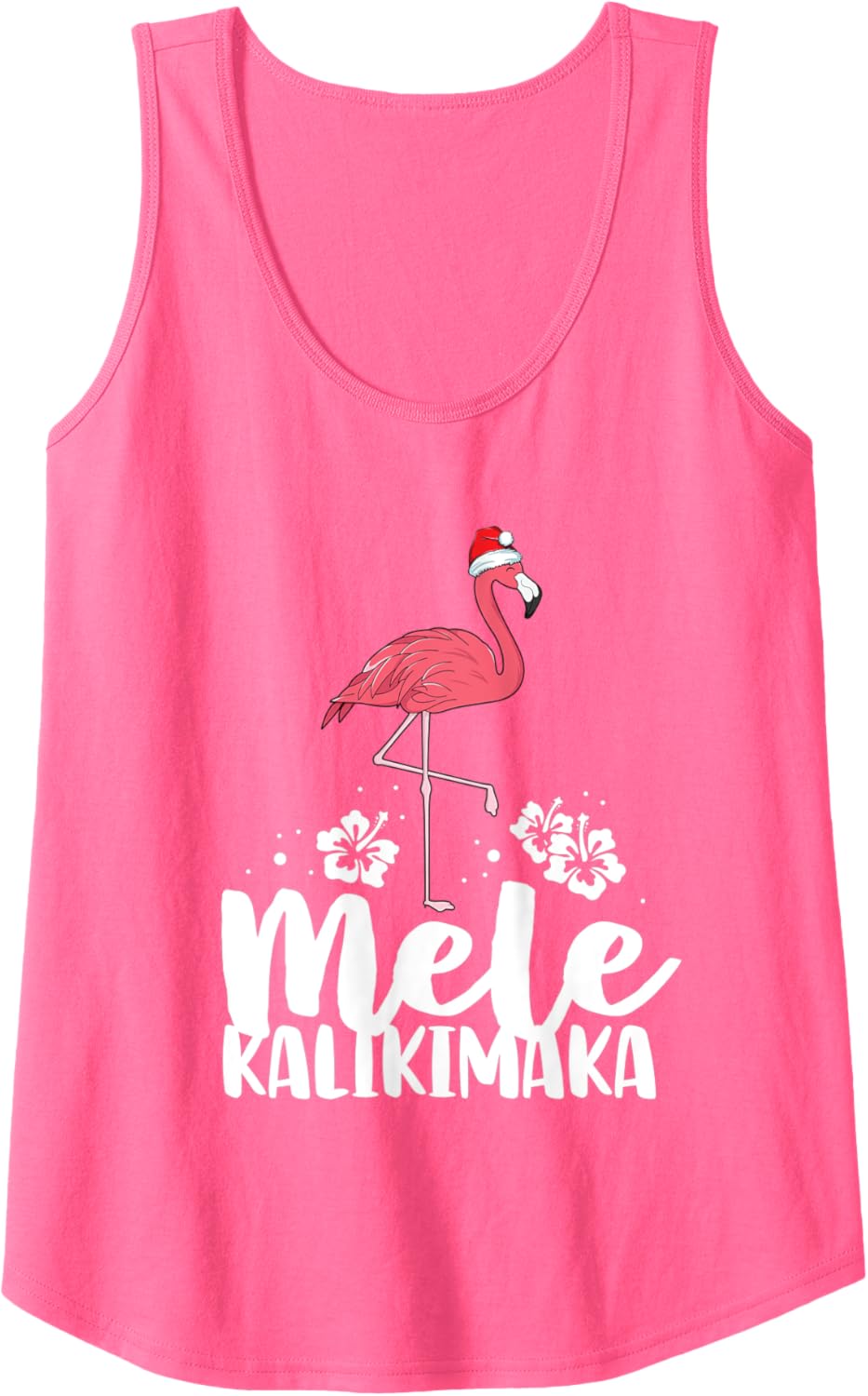 Mele Kalikimaka Flamingo Christmas Pink Xmas Hawaii Women Tank Top