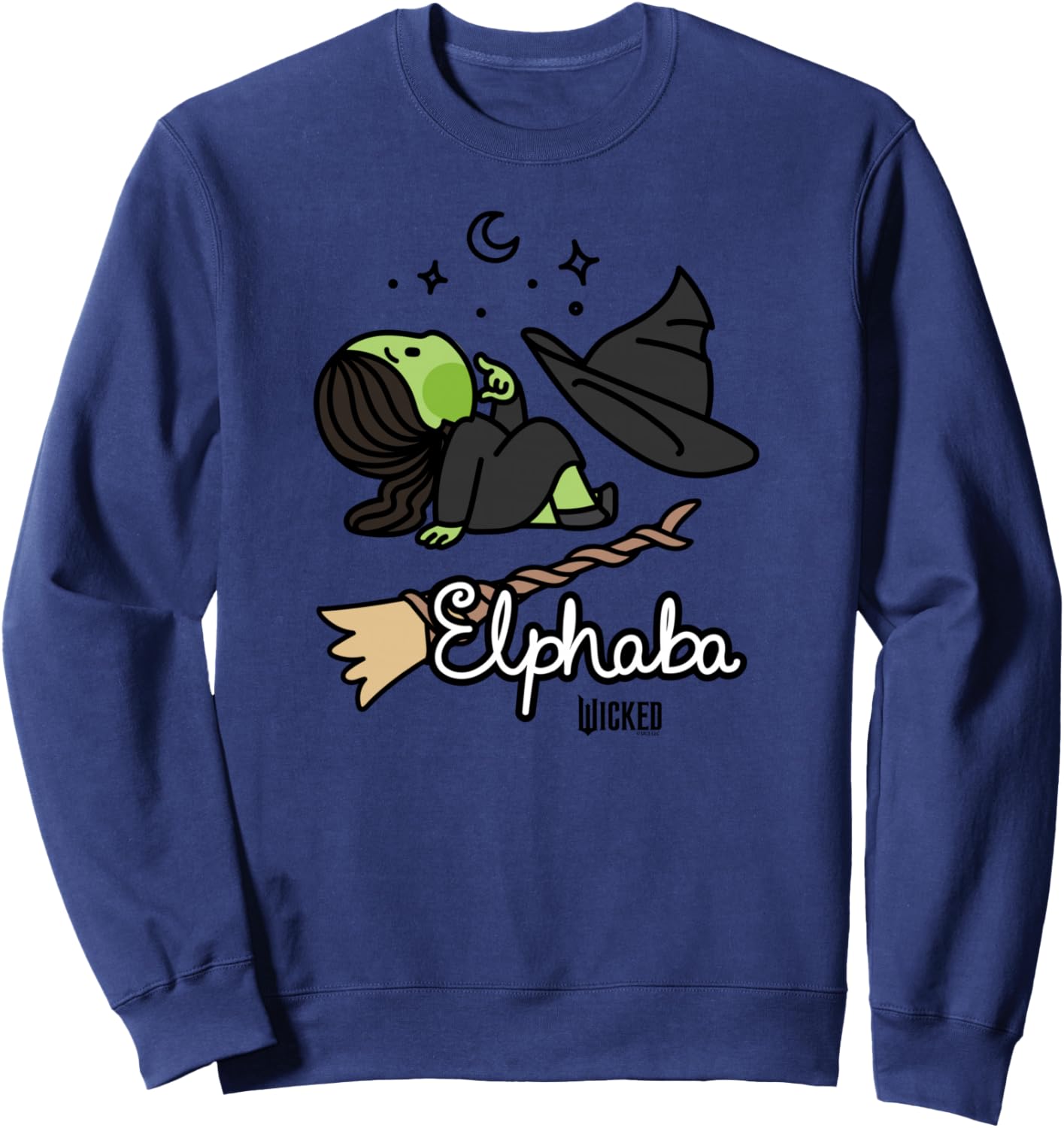 Wicked Logo Elphaba Daydreaming Playful Cartoon Style Sweatshirt