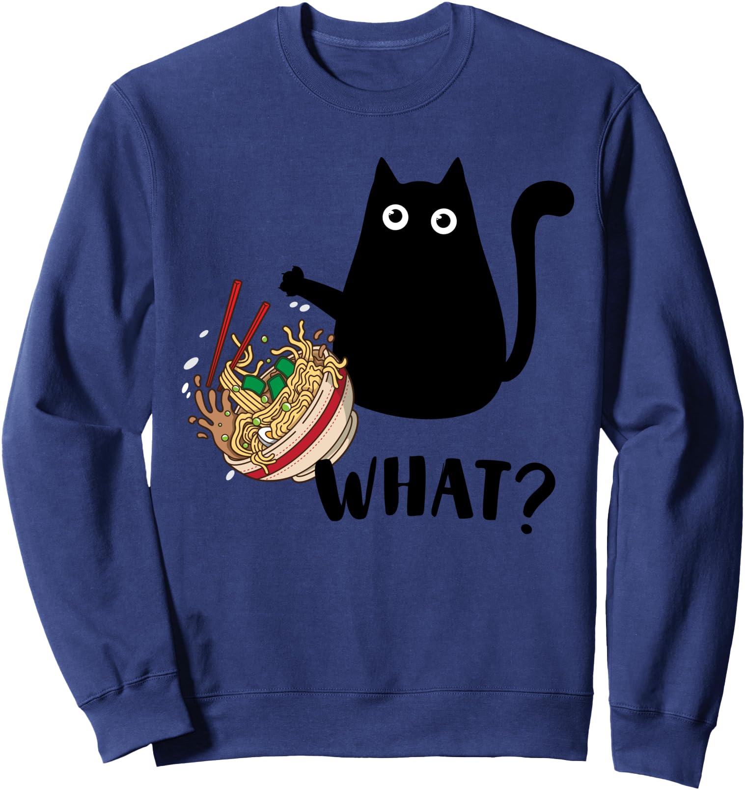Cute Kawaii Cat What? Ramen Japanese Food Men, Women, Kids Sweatshirt