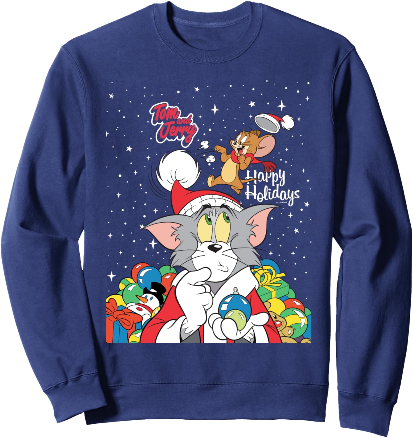 Christmas Tom and Jerry Happy Holidays Snowing Gifts Present Sweatshirt