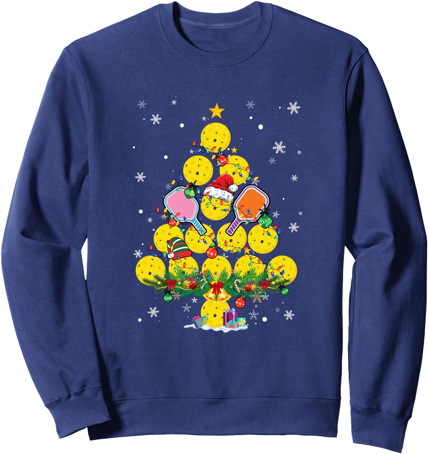 Pickleball Christmas Tree Santa Pickleball X Mas Lights Sweatshirt